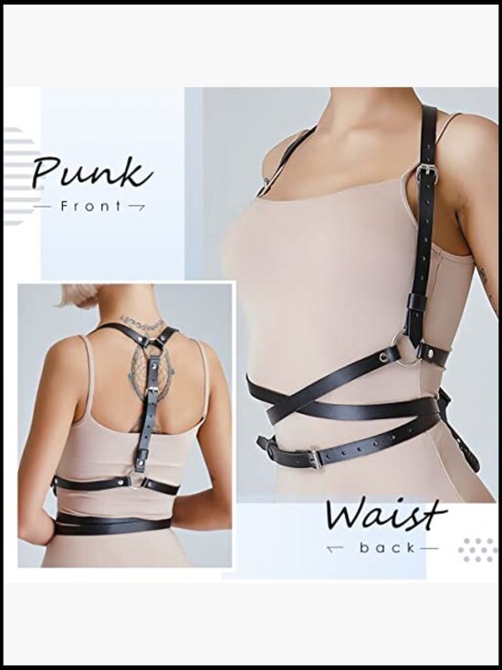 Punk Waist Leather Chain Belt Harness Strappy Adjustable Body Accessories main image 6